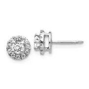 14k White Gold Real Diamond Cluster Post Earrings