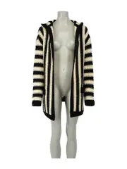 Striped Wool Knit Hooded Cardigan