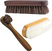 [ASREDTOO] Shoe Brush Care Kit, Horse Hair Brush,Leather Brush Suede Brush, Suitable for Shoes, Boots, Jackets, Furniture, Car Interiors, Etc ﻿