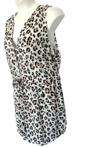 Torrid 3X 22/24 Tank Top Sleeveless Tunic Animal Print Button Front Tie Waist NW