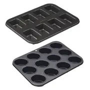 MasterPro Non-stick 8 Cup Mini Loaf Pan and 12 Cupcake Pan Set
