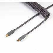 Keychron Custom Coiled Cable Aviator USB-C Cable with USB-A Adapter (Grey)