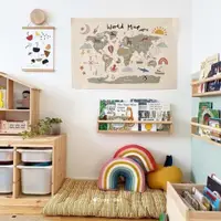 在飛比找ETMall東森購物網優惠-北歐復古世界地圖卡通動物掛布兒童房間墻裝飾背景布寶寶拍照道具