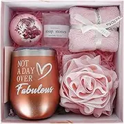 GIOD 9-Piece Luxury Bath Gift Set with Bath Bombs, Handmade Soap, Flowers, Towel and 350ml Cup - Women's Spa Hamper