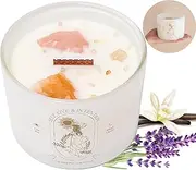 Scented Candle Gifts for Women - 340g Wood Wick Candles That Crackle for Home Decor. Birthday Gifts for Women with Crystals and Healing Stones. Lavender Vanilla Soy Wax