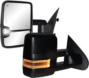 AERDM New Pair Towing Mirrors fit 2014-2018 for Chevy Silverado/for GMC Sierra 1500 2015-2018 for Chevy Silverado/for GMC Sierra 2500 3500 View Mirrors Heated Black with Turn Signals, Clearance Lamp