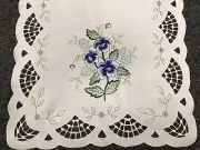 Blue Rose Embroidered Lace Tablecloth Placemat Table Runner Scarf Wedding Party