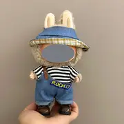 Labubu doll clothes 17cm canvas blind box pendant, first and second generation vinyl plush toy set——colour:LBB-63,height:17cm