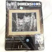 White Magic Wolves in Woods Cross Stitch Kit Dimensions 14x11 Complete Kit