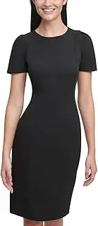 [Calvin Klein] Short Sleeved Seamed Sheath Women’s Casual Dresses with Professional Flair