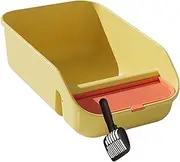 JISADER Cat Litter Box for Indoor Cats with Scoop Open Top High Sided for Kitty Small Animals, Yellow