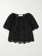 [Matteau] Matteau - Scalloped Broderie Anglaise Cotton-poplin Shirt - Black - 5 5 Black