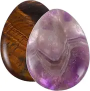 SAFIGLE 2Pcs Portable Worry Stone Thumb Massage Stones for Anxiety Relief Amethyst for for Lovers