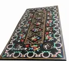 Rectangle Marble Dining Table Top Semi Precious Stone Inlay Work Kitchen Table