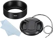 uxcell 46mm Lens Hood, Standard Focus Frosted Surface Anti-Reflective Inside Hood with 58mm Lens Cap and Cleaning Cloth for Camera Lens, Black