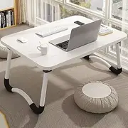 Hbluefat Foldable Lap Desks, Laptop Couch Bed Tray, Portable Breakfast Serving Tray with Folding Legs,Laptop Stand Table for Working, Reading and Writing (White)