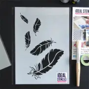 Falling Feathers Stencil Home Decorating Paint Fabrics Furniture Craft Reusable