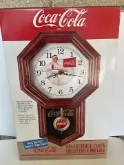 BNIB Coca Cola Coke Schoolhouse Quartz Wooden Clock 1996 Model 1400