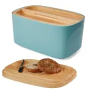 , Modern Bamboo Fiber Bread Box for Kitchen Countertop with Reversible Wood S...