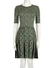 M Missoni Green Patterned Jacquard Knit Dress