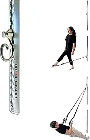 MUSCLE KIK Adjustable Workout Wall Anchor System - Sleek Home Gym & Resistance Band or Suspension Straps Wall Anchor for 100+ Exercises - 300lbs Pulling Power & Easy Installation | Silver (2" x 40")