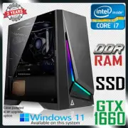 Intel Core i7 Quad GTX 1660 Ti Gaming PC Computer 16GB RAM SSD HDD Home Desktop