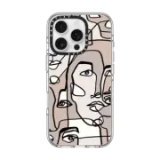 iPhone 16 Pro Clear Case MagSafe Compatible FACE MOSAIC SKETCH 3 LIGHT SKIN IPHONE, ABSTRACT MINIMAL PEOPLE MEN ILLUSTRATION By Ebi Emporium