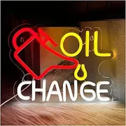 Sign Lamp Oil Change Neon Sign Garage LED Light Car Repair Wall Lamp USB Powered for Repair Shop Man Cave Garage Art Decor 30cmx23cm