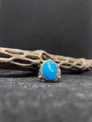 Native American Navajo San Bernardino Sterling Silver circular Ring Size 6.5