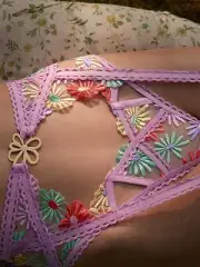 Gia Embroidered Lavender Purple GARTER BELT FOR LOVE & LEMONS x VS RARE