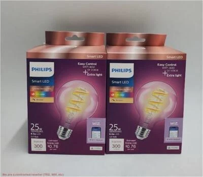 2 PACK !! Philips Smart 40W Clear Color Filament G25 1P: LED Light Bulb