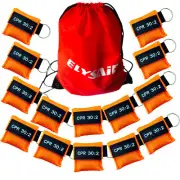 Elysaid 100 Orange CPR Mask with Keychain Mouth Face Shield One Way Value Masks