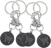 [SEWACC] 4Pcs Trolley Token Keyring Keychain for Supermarket Carts Trolley Tokens Easy to Use Rustproof Keychain Decoration Design