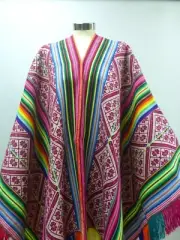 Handmade Aguayo Poncho Cape - Peruvian Andean Textile