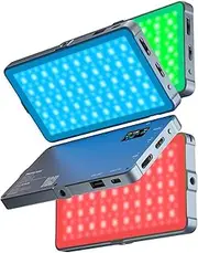 PHOTOOLEX RGB Video Light, Built-in 4000mAh 10w Rechargeable Battery LED Camera Light, 360°Full Color 21 Common Light Effects, CRI≥96 Portable Camera Light Panel with Aluminum Alloy Body