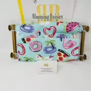 Pool Floats w/Flamingo Lining Scroll Dust Cover Frame-Cross Stitch Needlecraft