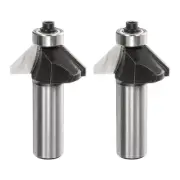 2pcs 45 Degree Chamfer Router Bit 1/2" Shank 1/2" Cutting Edge Carbide, Black