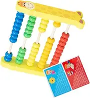 KONTONTY 5 Row Wooden Abacus Giraffe Educational Colorful Preschool Supplies for Learning & Counting Skills Fun Calculating Tool for Students