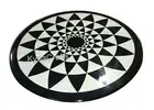 Black Marble Coffee Table Top Geometric Design Inlay Work Patio Table for Garden
