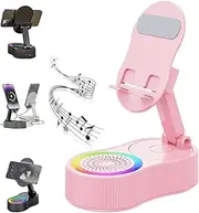 Sonicdrop Dock, No-Pair Magic Speaker & Charging Stand, 5 In 1 Sonicdrop Dock Holder, Drop-To-Play Sound, 360 Degree Rotation & 7 Colors Light Cellphone Stand For All Smart Phone (Pink(No Microphone))