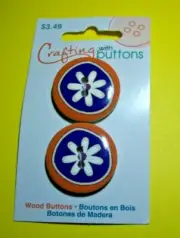CRAFTING with BUTTONS 1" WOOD BUTTONS "MOROCCO" 1 CARD=2 BUTTONS Lot C28