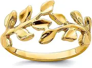 [JewelryWeb] 14k Solid Yellow Gold Polished Leaf Ring Size 7 Band Style-Ring for Women