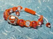 Beach Glass Bracelet Clownfish Orange Pull string Bracelet unisex Summer Fun