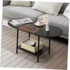 Coffee Tables for Living Room,2-Tier Small Oval Center Table Brown & Black