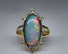 Natural Ethiopian Opal & Diamond 14k Gold Ring Gemstone Jewelry #423