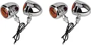 Turn Signal Indicator 4x Vintage Motorcycle Black Metal Chrome Turn Signals Indicator Light For Harley Mini Sportster Bobber Chopper (Color : White, Size : 1)