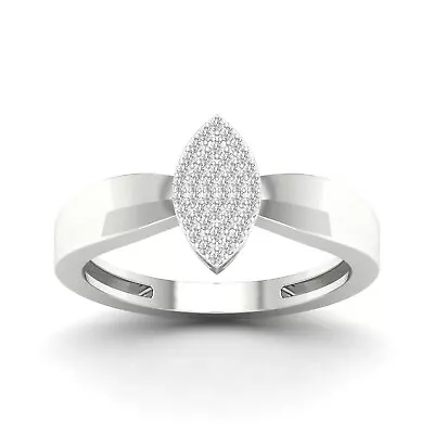 10K White Gold Diamond Marquise Shaped Engagement Ring Size 6 (0.12ct/SI2,H-I)
