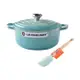 Le Creuset 典藏圓形鑄鐵鍋 20cm 2.4L 薄荷綠 法國製+V中鏟 悠然綠