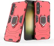 Back Case Cover Case Compatible with Samsung Galaxy S25 Plus with Stand,Rugged Kickstand Protective Shockproof Bumper Cover with Holder [Adjustable & Foldable] Phone Case(Red)