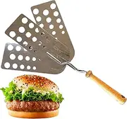 Grill Spatula Stainless Steel Fish Turner Spatula with Slots Hamburger Turning Press Tool Griddle Scraper Flat Spatula Pancake Flipper Hamburger Turner for Steak Pancake Egg Fish Griddle Cooking